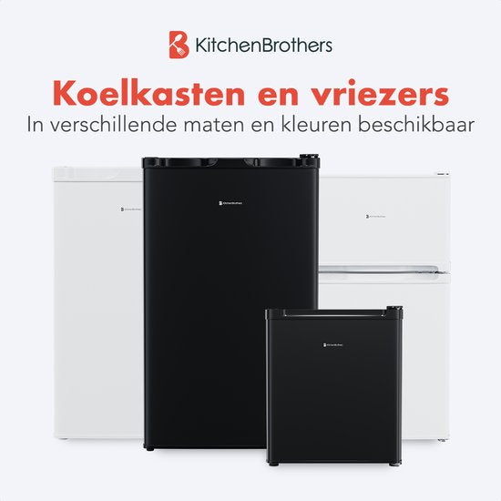 KitchenBrothers Tischkühlschrank - 88L - Freistehend - Schwarz - Kompakter Minikühlschrank mit verstellbaren Ablagen