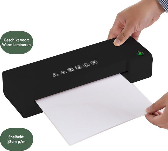 BRASQ Laminator A4 Schwarz - Laminiermaschine - Laminator - Weichmacher - bis zu 125 Mikrometer pro Blatt