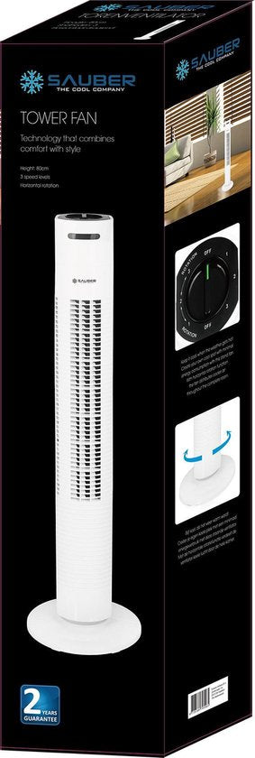 Sauber TFN-123627 Turmventilator 80 cm Weiß