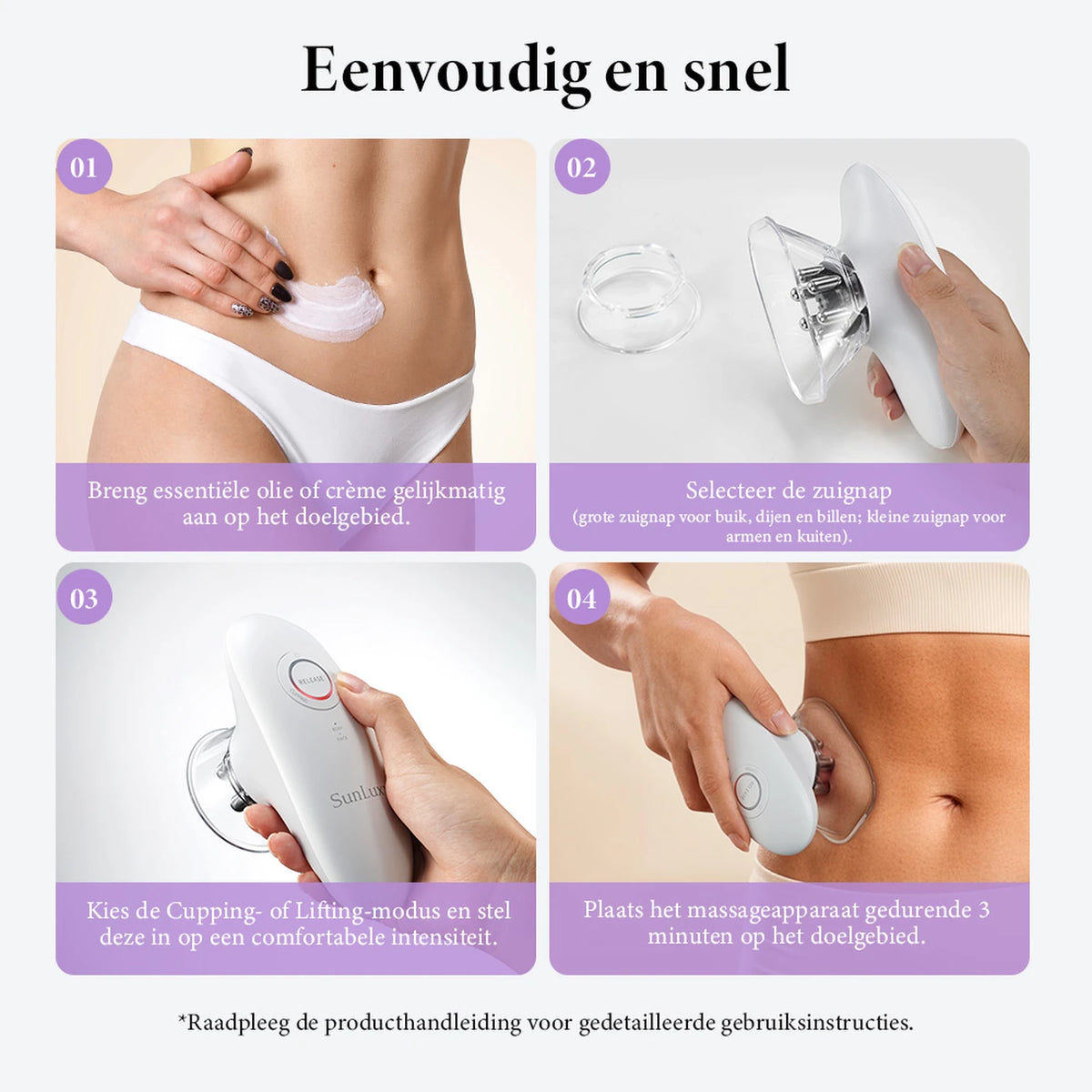 Sunluxy BCE1 Anti-Cellulite-Massagegerät – EMS + Vakuum + Rotlicht – 3 Stufen für Körper und Gesicht – Wiederaufladbar – 19,4 x 17 x 7,8 cm