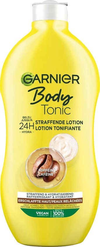 Garnier Body Tonic Straffende Körperlotion – Spendet bis zu 24 Stunden lang Feuchtigkeit – Mit Koffein – Macht die Haut straffer und glatter – 400 ml