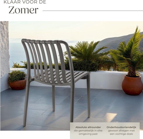 tectake® 4er Set Gartenstühle Alcudia - Anthrazit - Kunststoffstühle - Stapelbar - Stühle für Garten, Terrasse oder Balkon - Wetterfest und UV-beständig - Belastbarkeit 120kg pro Gartenstuhl