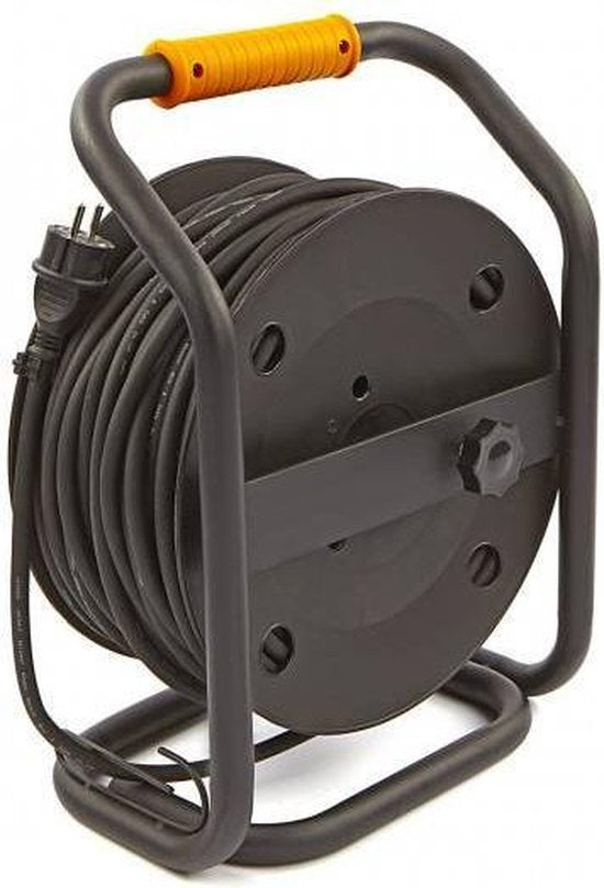 Relectric Pro Kabelrolle – 40 m – 4 Steckdosen – Mit Aufrollknopf – Schutzleiter – IP44 – RELEC493111