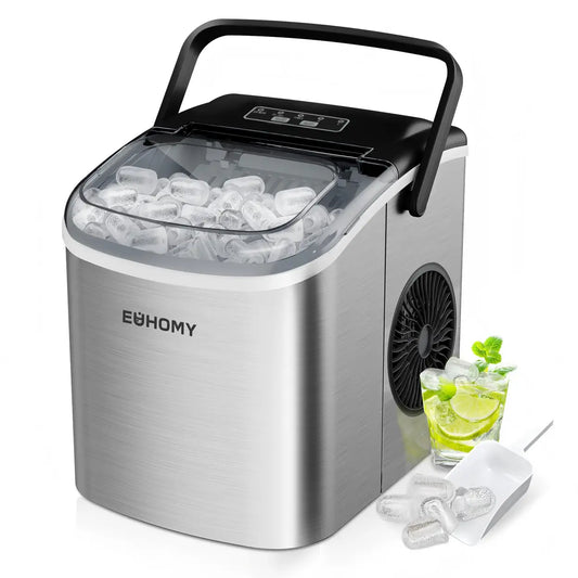 Euhomy Eiswürfelmaschine Compact – 9 Eiswürfel in 6 Minuten – 12 kg pro 24 Stunden