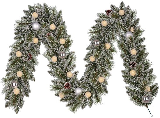 Black Box Trees Kaprun Lichterkette, grün, mattes Silber, warmweiß, 20 l, 180 Lichter, batteriebetrieben und mit Zeitschaltuhr – L 270 x T 25 cm