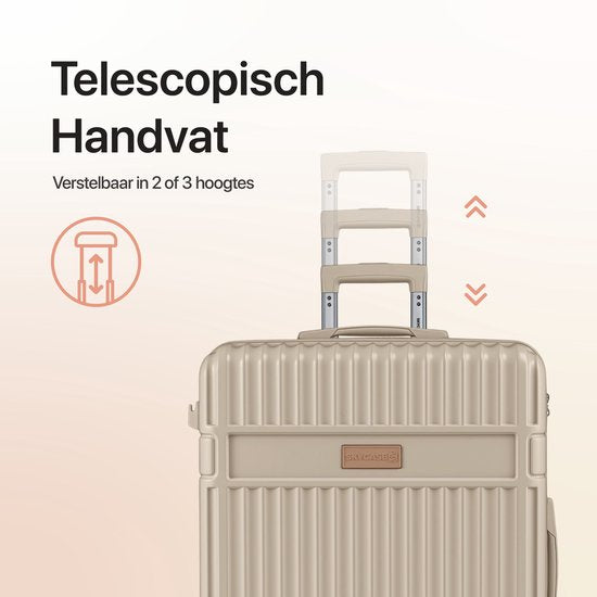 SKYCASES – Mittelgroßer Reisekoffer – Classic Heritage – Leichtgewicht – TSA-Schloss – 66 x 45 x 26 cm – 63 l – M-Rollkoffer – Geräuscharme Rollen – Beige