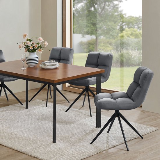 Esszimmerstuhl / Drehstuhl Dallas - 2er-Set - Dunkelgrau - Metallgestell