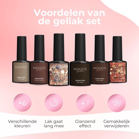 Moods Gellac 6-teiliges Set - Gel-Nagellack Starter Pack - Gel-Nagellack - 8ML - Autumn Glow - Gellac - Nägel - Chic Colours