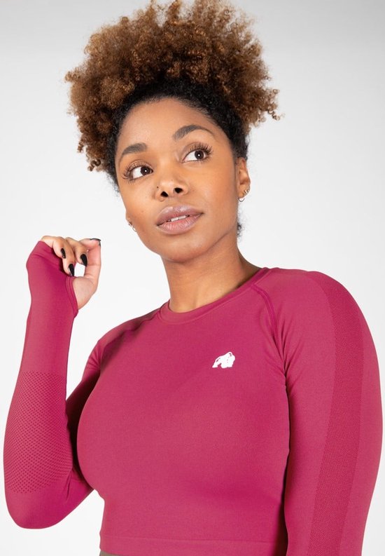 Gorilla Wear Hilton Nahtlose gekröpfte lange Ärmel - Fuchsia - XS/S