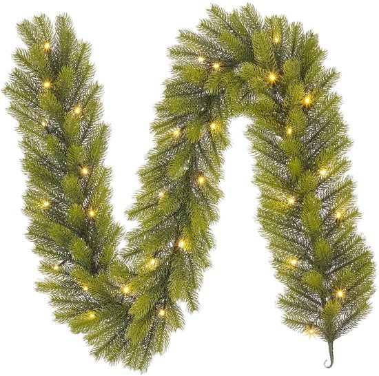 Black Box Trees Nagoya Girlande mit LED-Beleuchtung – Weihnachtsdekoration für eine stimmungsvolle Gestaltung – Weihnachtsgirlanden mit 30 warmweißen LEDs – Dekoration für den Innenbereich – 180 x Ø 20 cm – Grün