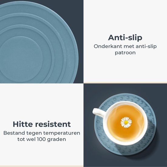 Castagnola Silikon-Untersetzer - Untersetzer für Gläser - Design-Untersetzer mit Halter - Untersetzer-Set - Anti-Rutsch - 14er-Set - Grün