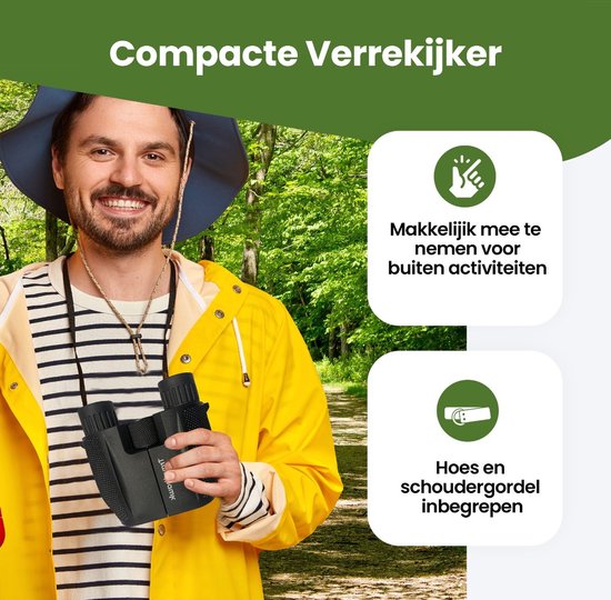 TravelHawk Fernglas - 10x25 - BAK4 - Voll multivergütet (FMC) - Kompaktes Fernglas - Wasserdicht - Mit Umhängekordel, Tragetasche - für Vogelbeobachtung, Jagd, Theater - Schwarz