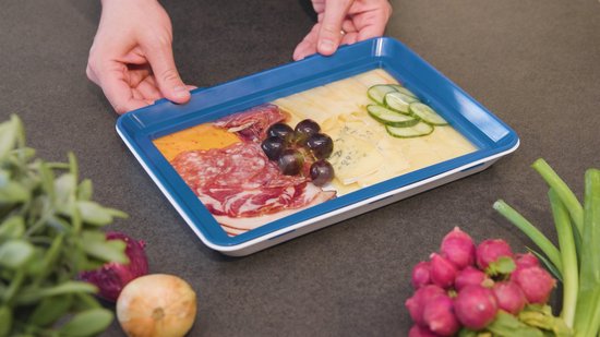 Livington Flex & Fresh Frischhalteplatten, 2er-Set – mehr Platz dank ausklappbarem Deckel – spülmaschinenfest – Klickverschluss und Dichtungsring – stapelbar – hält Lebensmittel lange frisch