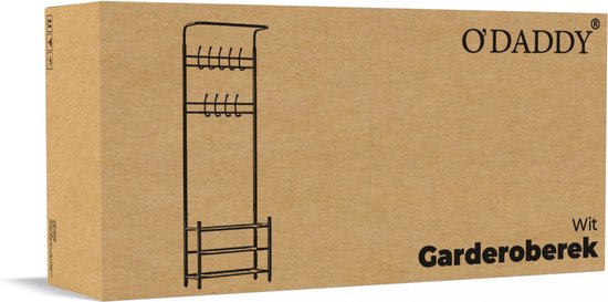O'DADDY® Garderobenständer stehend - Garderobenständer - Garderobenständer mit Schuhablage - Garderobenständer schwarz - Kleiderständer - Garderobenständer mit Garderobe - Garderobenständer mit Schuhablage - Garderobenständer Metall - 66 x 30 x 190 cm - w