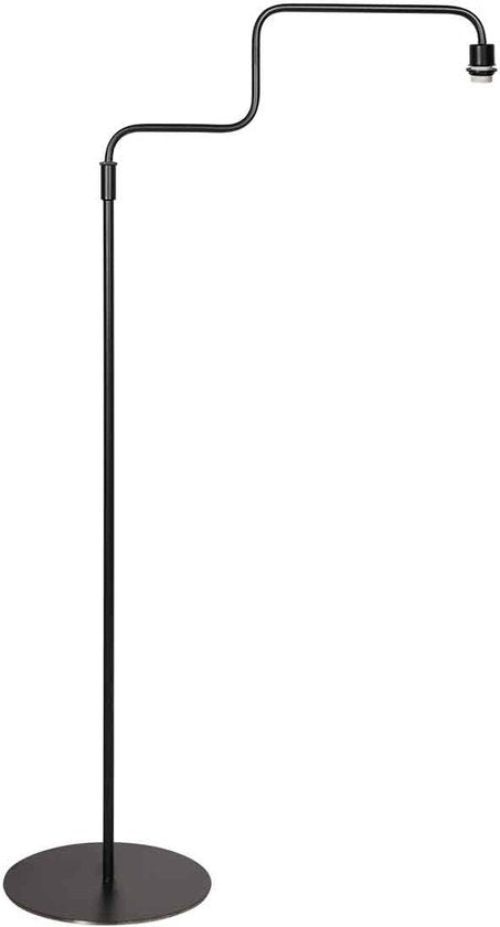 Schwarze Stehleuchte Bloeba 4169ZW von Steinhauer mit verstellbarer Höhe (150-165 cm) und ausziehbarem Schwenkarm bis 66 cm, Metallfuß mit blauem Veloursschirm Ø40cm, trendiges Design für Innenräume.