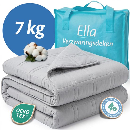 Ella Gewichtsdecke 7 kg – OEKO-TEX-zertifizierte Baumwoll-Gewichtsdecke 135 x 200 cm – Weighted Blanket – Gewichtsdecke – Grau