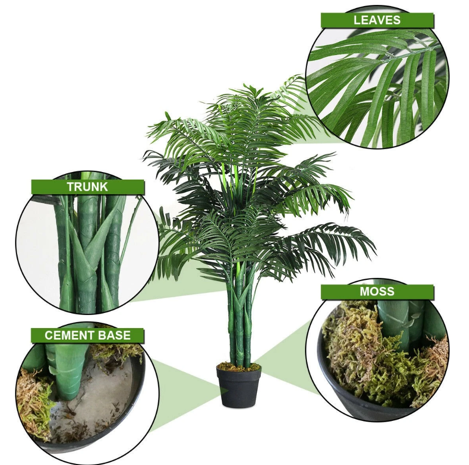 1,1 Meter hohe künstliche Areca-Palme - Dekorativer Seidenbaum mit Korb für den Innen- und Außenbereich