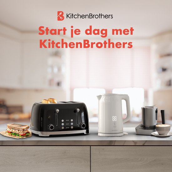 KitchenBrothers Wasserkocher - 1.7L - Mit Temperaturregelung - Elektrisch - Warmhaltefunktion - Display - Doppelwandig - Cool-touch - 2200W - Beige