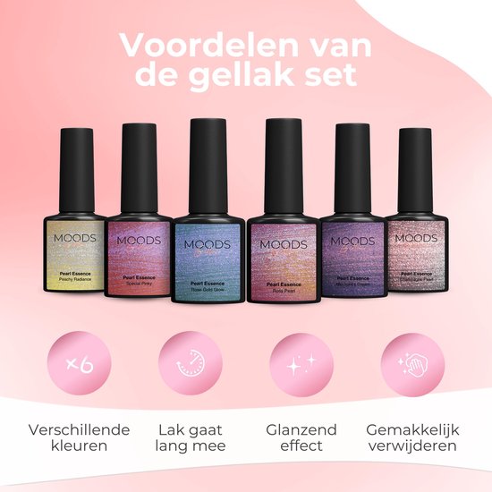 Moods Gellac 6-teiliges Set - Gel-Nagellack Starter Pack - Gel-Nagellack - 8ML - Pearl Essence - Gellac - Nägel - Chic Colours