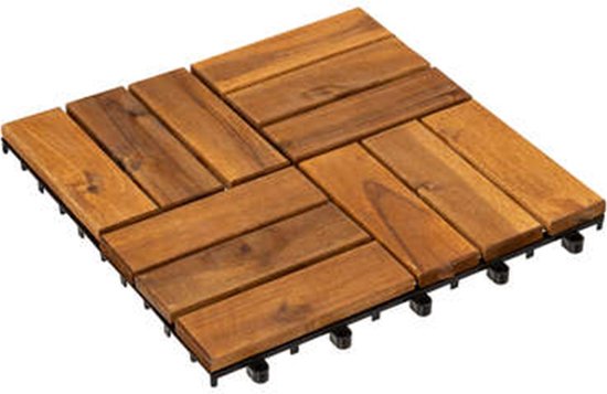 Hesperide Gartenfliesen/Balkon- und Terrassenfliesen – 9 Stück – Akazienholzfarbe – Kunststoff – 30 x 30 cm – Terrassendielen – mit Klickverbindung
