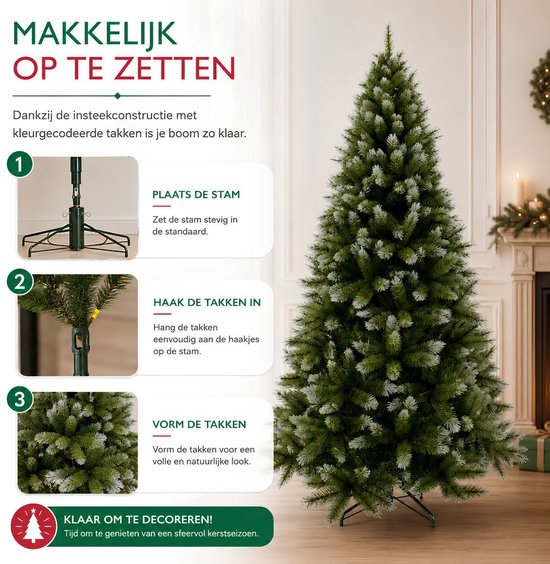 Triumph Tree Pittsburgh Weihnachtsbaum – Weiß bereifte Zweige mit üppiger Optik – Weihnachtsdekoration für den Innenbereich – Kunstbaum mit 940 Zweigen und stabiler Konstruktion – 230 x 122 cm – Grün