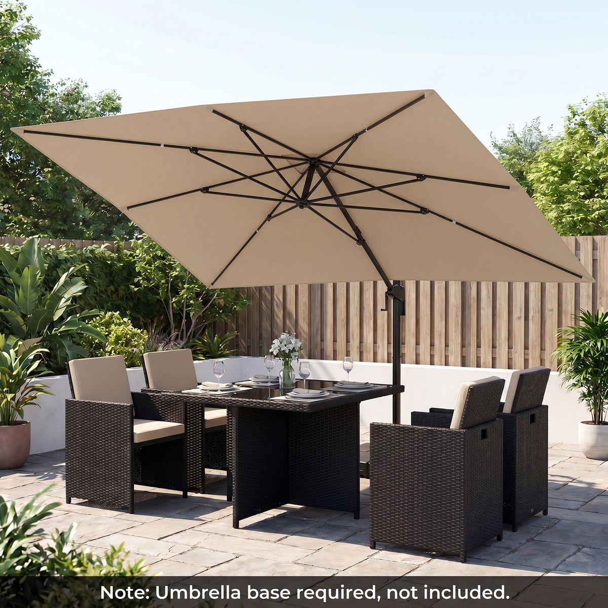 Coast Rechteckiger Sonnenschirm – drehbares Fußpedal und Kurbel – 300 x 390 cm – beige