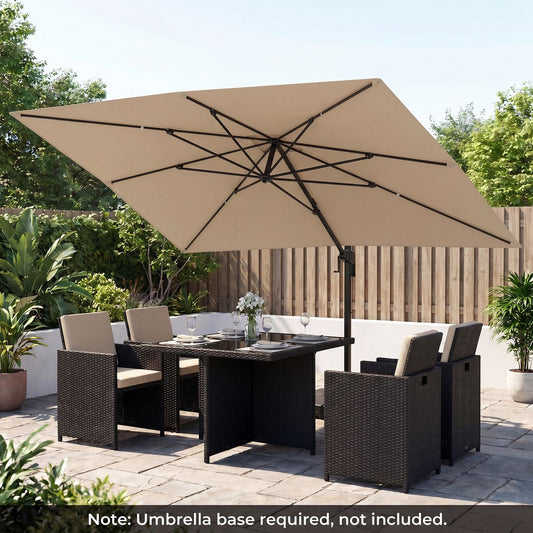 Coast Rechteckiger Sonnenschirm – drehbares Fußpedal und Kurbel – 300 x 390 cm – beige