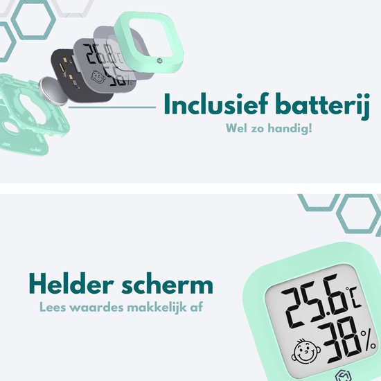 Ease Electronicz Hygrometer - Wetterstation - Luftfeuchtigkeitsmesser - Thermometer für Innenräume - inkl. Batterie und Klebestreifen