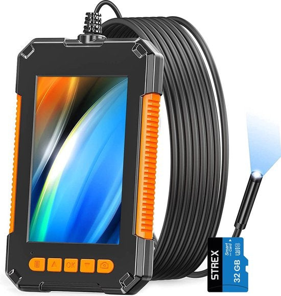Strex - Inspektionskamera/ Endoskop - 5m Kabel - 4,3-Zoll-LCD-Bildschirm - IP67 Wasserdicht - Inkl. 32gb microSD - Schwarz/Orange