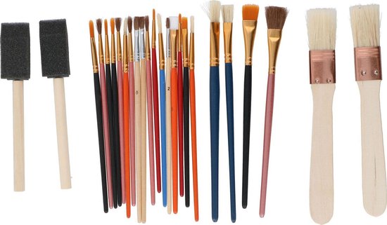 Artico Pinselset - 25 Stück - Geeignet für verschiedene Farbtypen - Leicht zu reinigen - Holz