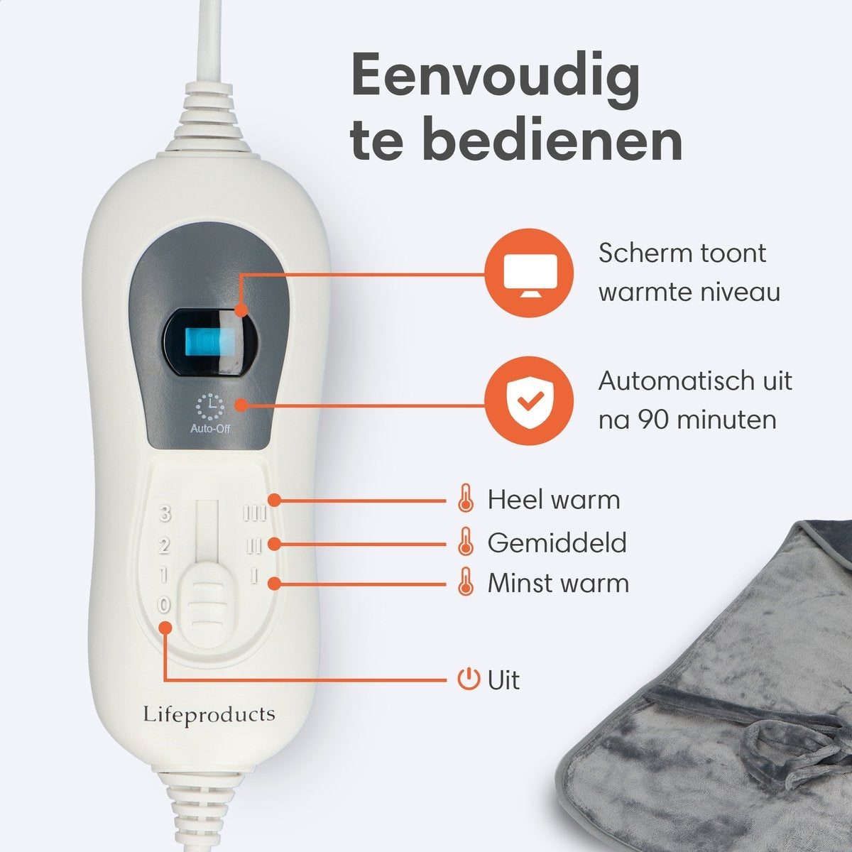 Wärmekissen - Elektrisches Kissen mit 9 Wärmestufen - Elektrische Heizmatte - wärmt Nacken, Schulter und unteren Rücken - 100W