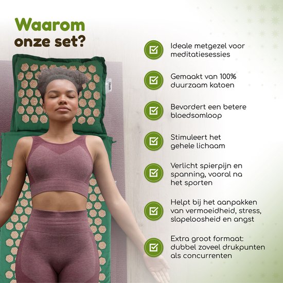 Amati Blue Lotus Spijkermat - met kussen - Massageroller & -Bal - Acupressuur Mat - Shakti Mat - Grijs â€šÃ„Ã¬ Blue Lotus