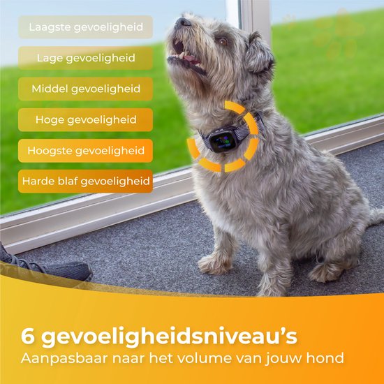 Nuvance Anti-Bell-Halsband Digital - Anti-Bell-Gerät ohne Schock - wiederaufladbar - Bellen Halsband für Hunde & Welpen - 6 Stufen