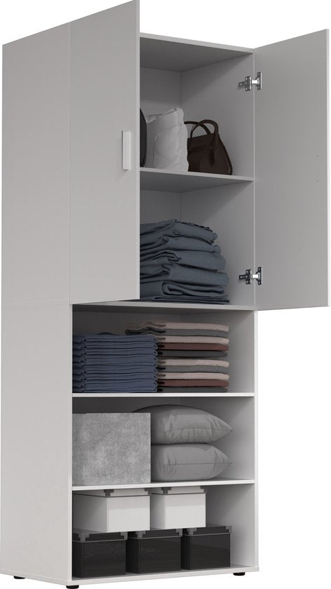 Kleiderschrank – Aufbewahrungsschrank – Einlegeböden – 80 cm breit – weiß