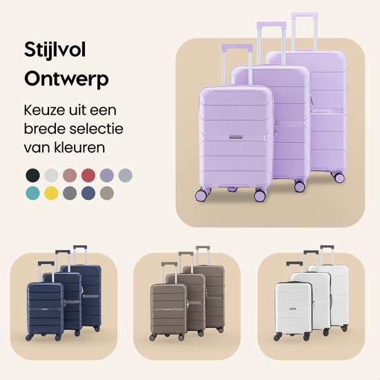 SKYCASES Urban Adventurer - Mittlerer Reisekoffer - Zahlenschloss - 44x27x66cm - 78L - Reisekoffer mit Kofferschloss - Spinner-Räder - Lila