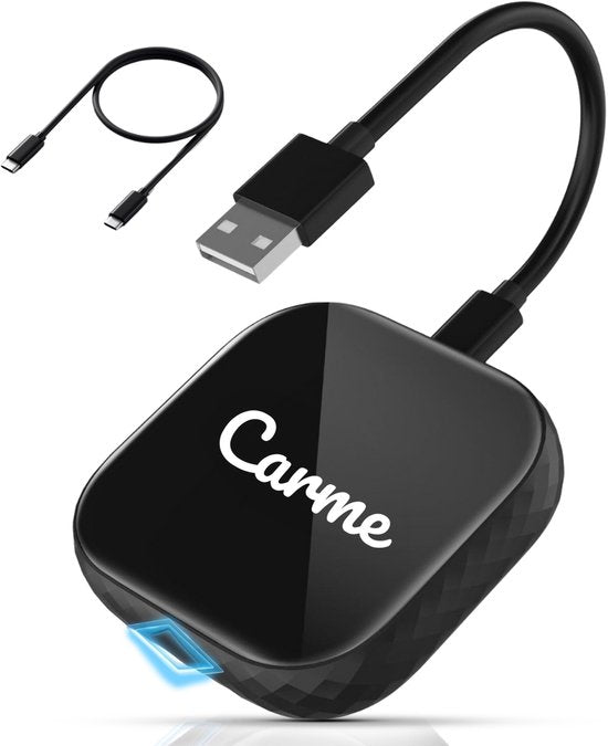CarMe Premium 2-in-1 CarPlay Dongle - Drahtloses CarPlay & Android Auto - USB-A & USB-C - Android Auto Dongle - Schwarz
