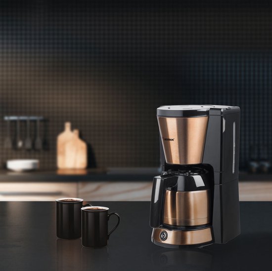 Bestron Filterkaffeemaschine 900 W – ACM1000CO – 1 l, 8 Tassen – Thermoskanne – Kupfer – 5 Jahre Garantie