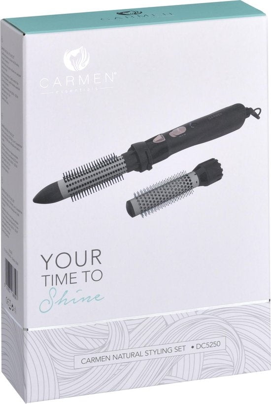 Carmen DC5250 - Haarbürste - 550 Watt - Einziehbare Zähne - 2 Aufsätze - Doppelspannung