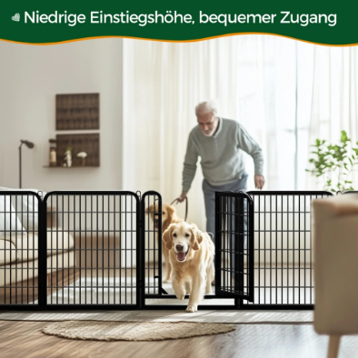 Yaheetech Puppy Spielbox, 8-teilig – Schwarz – 200 x 68 x 80 cm – Zusammenklappbar