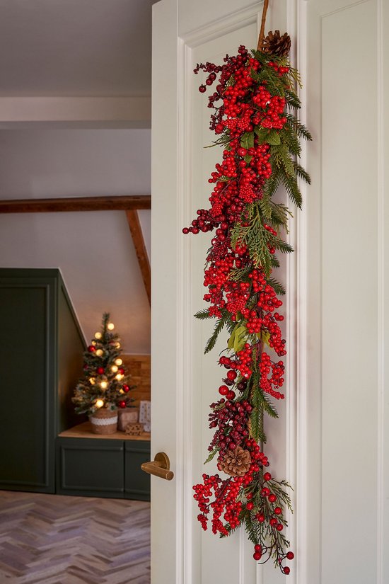 Mica Decorations Randell Weihnachtgirlande in Tropfenform – L 110 x B 18 x H 10 cm – Rot