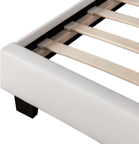 Polsterbett Paris - 140 x 200 cm - Weiß - LED-Beleuchtung