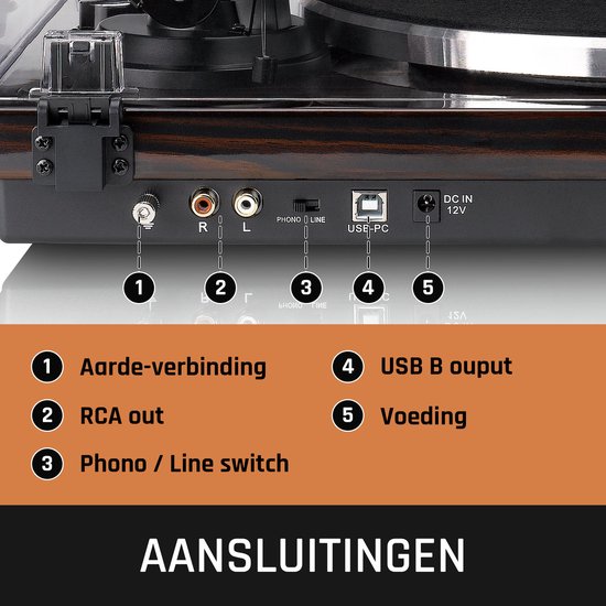 Lenco Plattenspieler mit Bluetooth - Ortofon 2M Red Cartridge und Anpressgewicht - Lenco Expertise Linie - LBT-345WA - Braun
