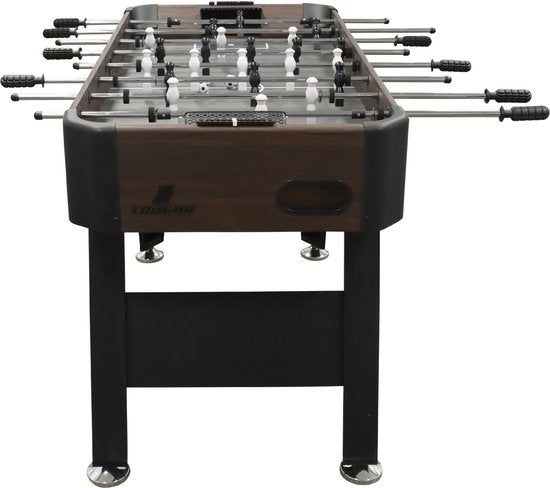 Cougar Striker Tischfußball – Dunkelbraun/Schwarz – Luxuriöser Tischfußball mit verstellbaren Beinen, Ballrückführung und Punktanzeige – Für 2 bis 4 Spieler