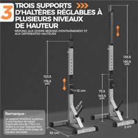 Verstellbares Squat-Rack 135,5–190,5 cm mit Gewichtsablagen und Sicherheitsbügeln 300 kg