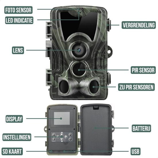 Strex Wildtierkamera mit WiFi und Nachtsicht - 120MP 4K ULTRA HD - Wasserdicht - Inkl. 32 GB SD - Wildtierkamera