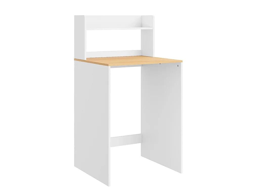 SoBuy Waschmaschinenunterschrank BZR224-WN – mit Arbeitsplatte und offenem Regal – 66 x 60 x 126,5 cm – Weiß/Helle Eiche
