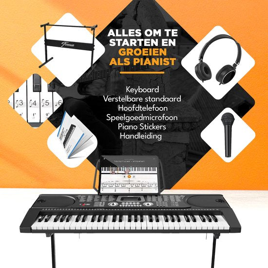 Finesse Keyboard Piano - Ständer & Zubehör - 61 Tasten - Digital Piano - Electric Piano - Kind