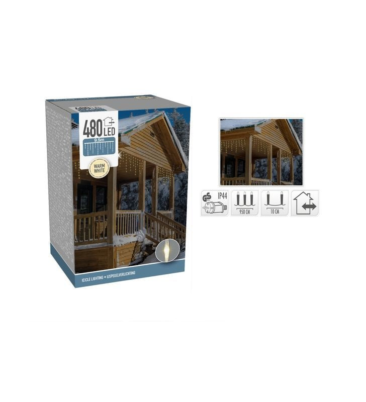 LED-Eiszapfen-Weihnachtsbeleuchtung 480LED - 9,5 Meter - Für den Innen- und Außenbereich - Copy