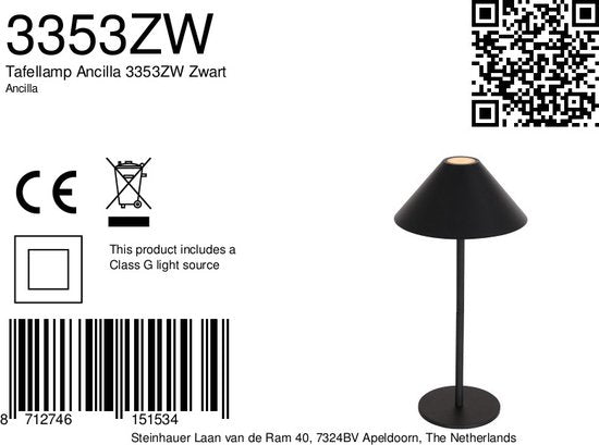Steinhauer Tischleuchte Ancilla - schwarz - Metall - 15 cm - eingebautes LED-Modul - 3353ZW