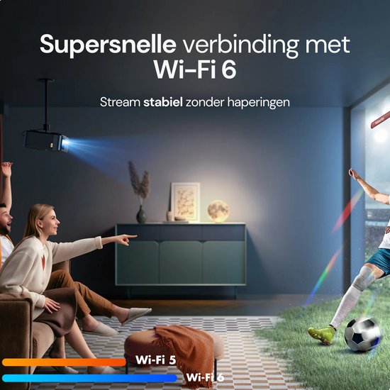 Yaber K2S Beamer – Projektor mit Dolby Audio und JBL 2.0-Lautsprechern – 800 ANSI-Lumen, 1080p Full HD – Android TV (über 7000 Apps) – Wi-Fi 6/Bluetooth – Tragbares Heimkino – Schwarz